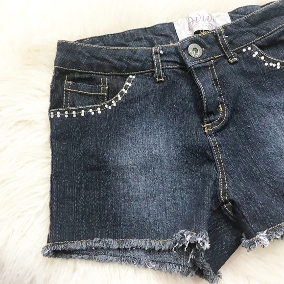 AVIVA jeans shorts bling pockets Stretch Junior 7 - Picture 7 of 8